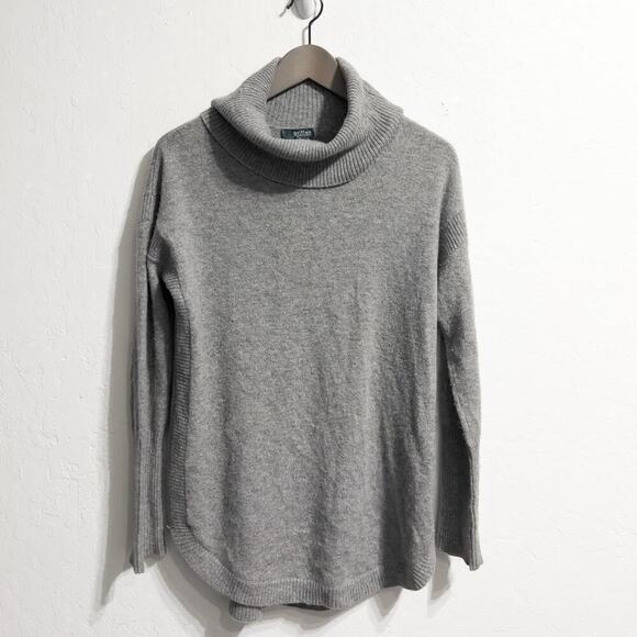 Griffen Cashmere Sweater Small Turtleneck Curve Hem Grey Knit Classic Cozy - Picture 1 of 7